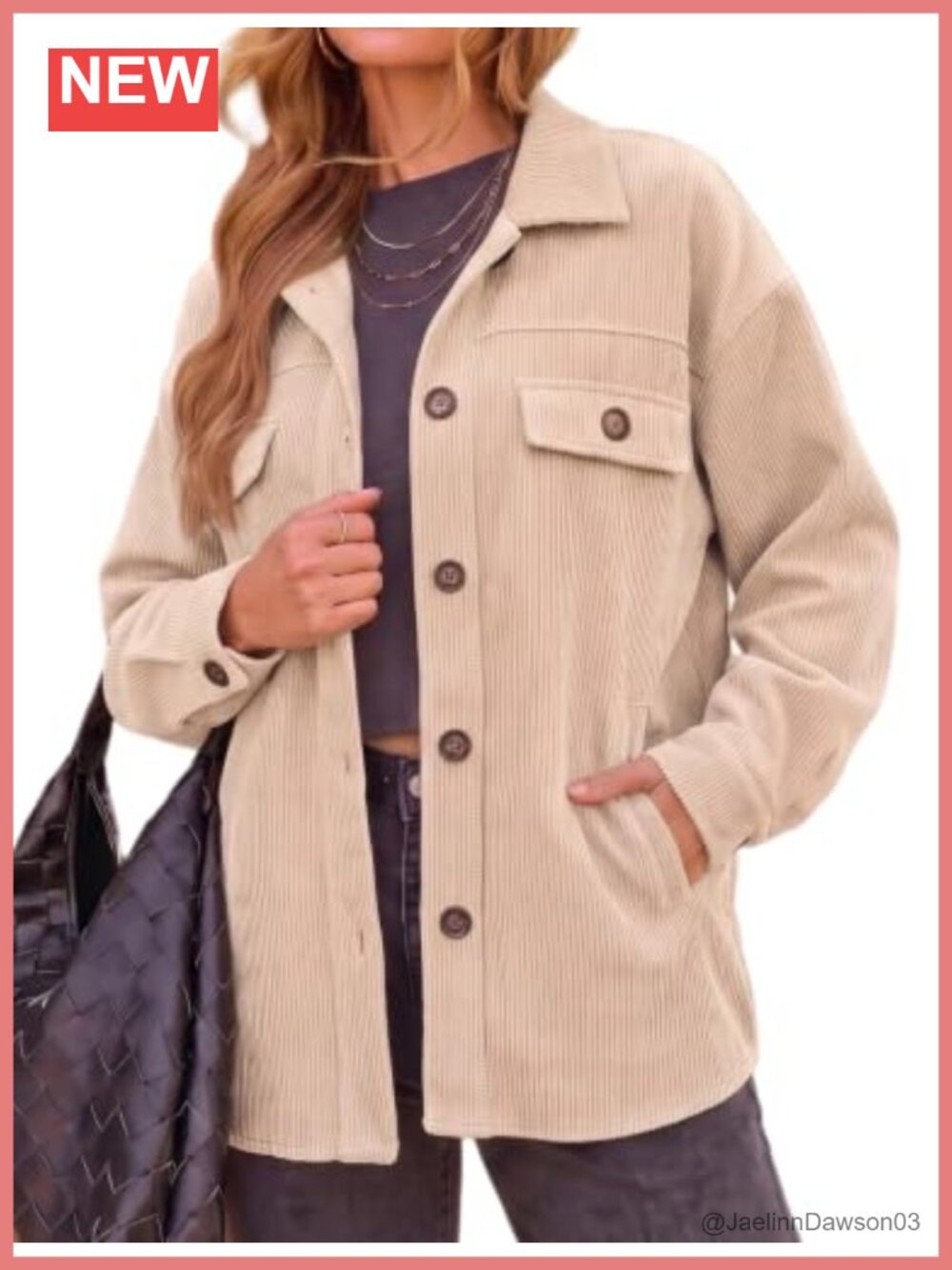 Corduroy Shacket Button Down Oversized Jacket Coat Casual